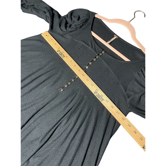 Free People $88 Devin Textured Long Sleeve Knit Top Black‎ Womens Size Small - Picture 13 of 14